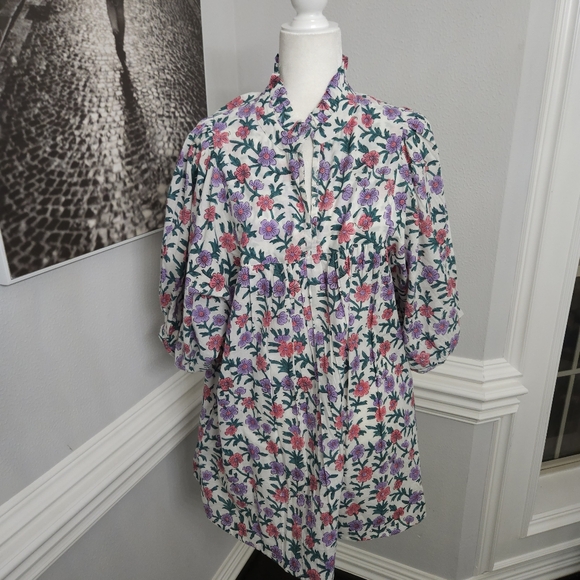 SUR LA VAGUE Women's Blouse Mini Dress o/s Puff-sleeve - Picture 4 of 9